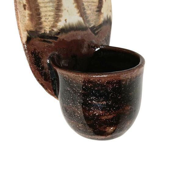 Pottery Wall Pocket Succulent Planter Boho Brown Tan Green Blue Small 3" x 5" - Picture 7 of 13